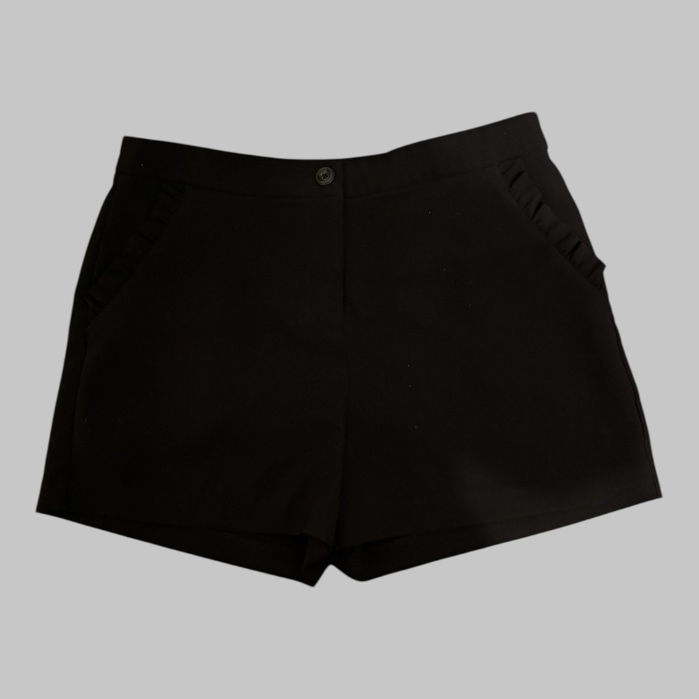 Mosaic & Co Dress Shorts Women's Large Black Ruffle‎ Coquette Minimalist Cruise